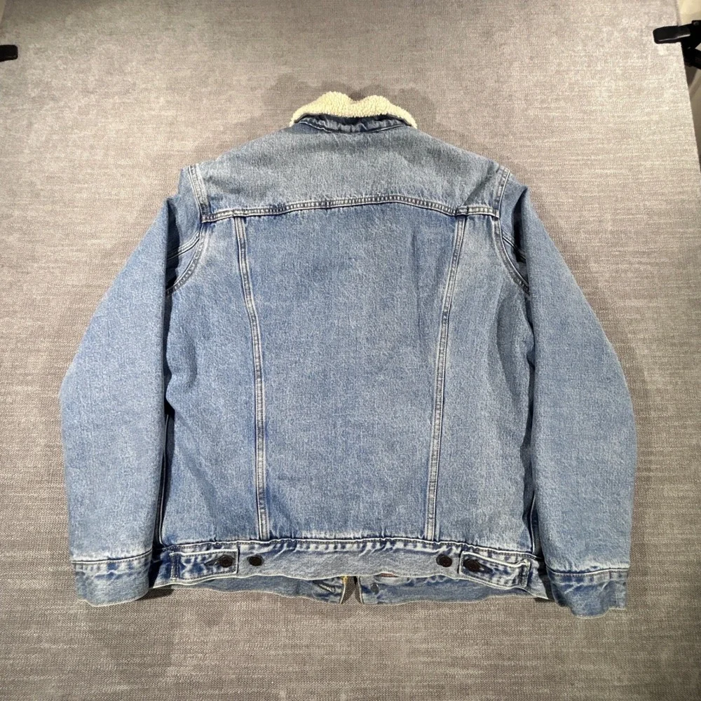 Levi's Sherpa Lined Denim Trucker Jacket Mens L Blue Good Medium Wash Classic